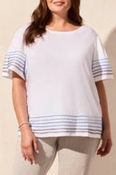 Tribal Women's Boat Neck Top Plus - White