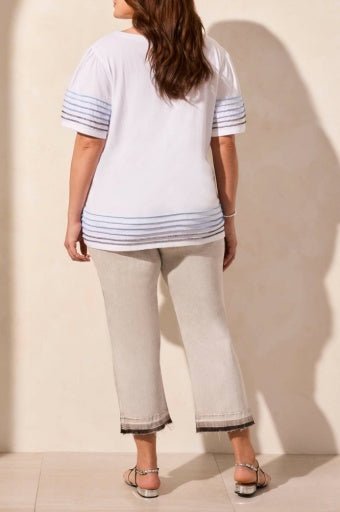 Tribal Women's Boat Neck Top Plus - White