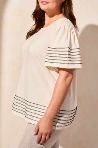 Tribal Women's Boat Neck Top Plus - Cocoblack