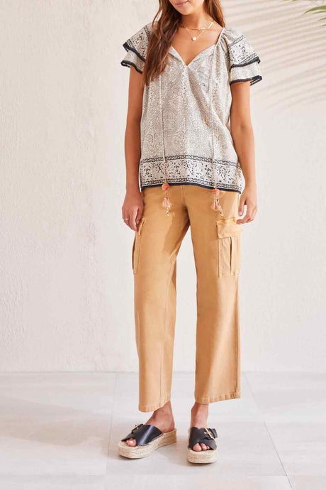 Tribal Women's Brooke Hugging Wide Jeans - Caramel