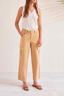 Tribal Women's Brooke Hugging Wide Jeans - Caramel