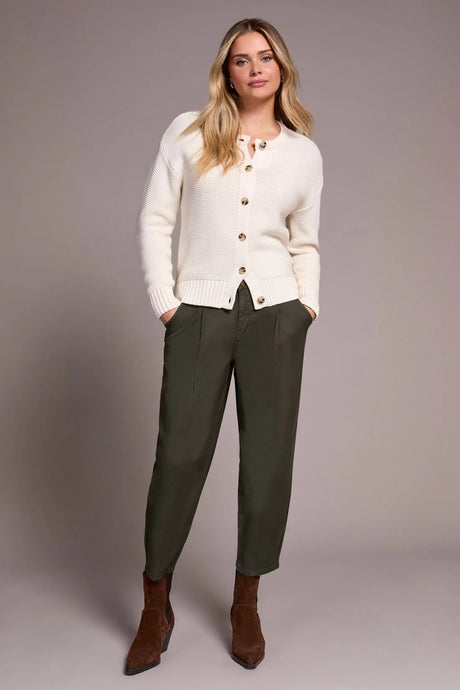 Tribal Women's Button Front Sweater Cardigan - Eggshell