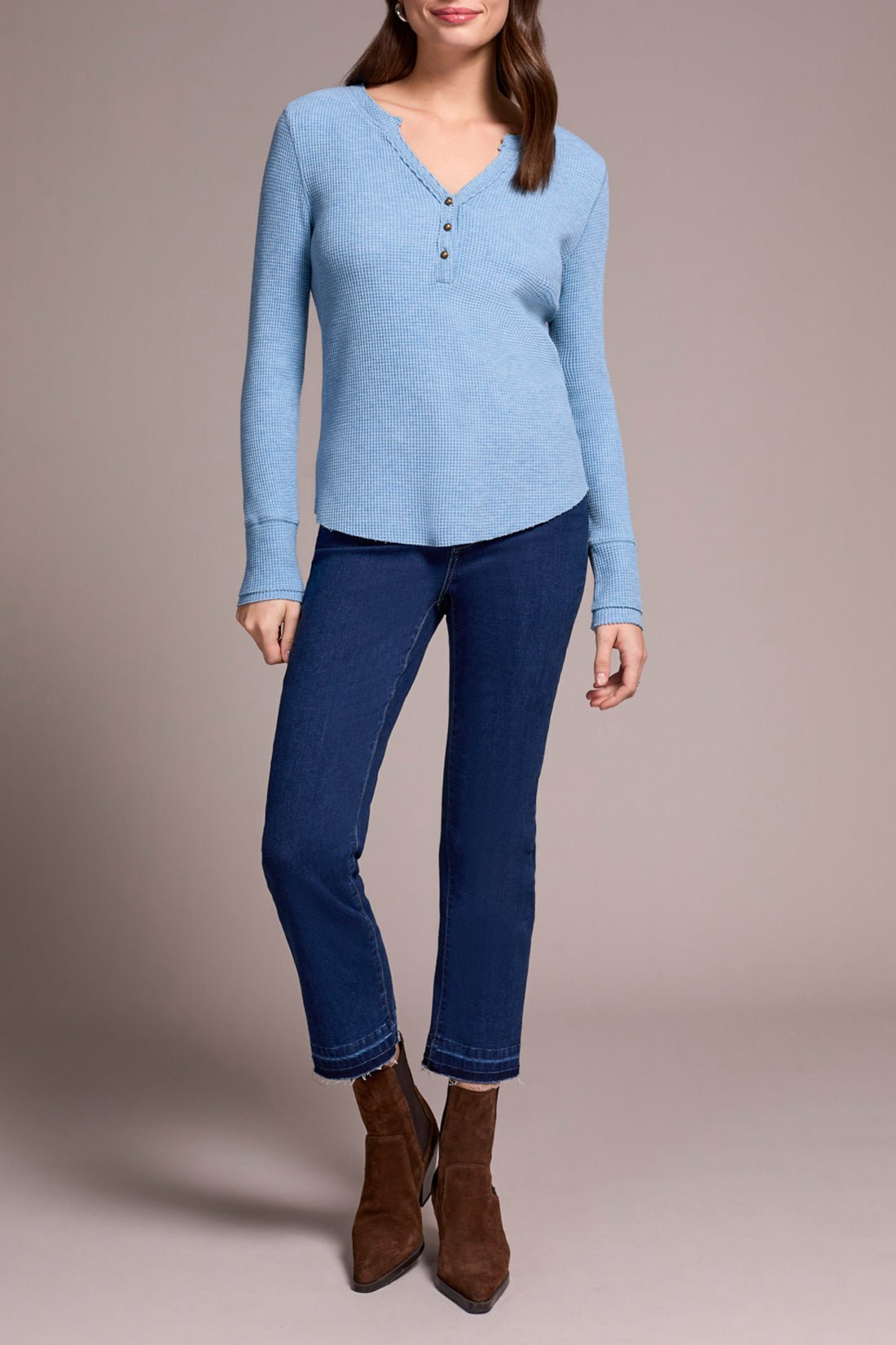 Tribal Women's Button Henley Top - A&M Clothing & Shoes - Westlock