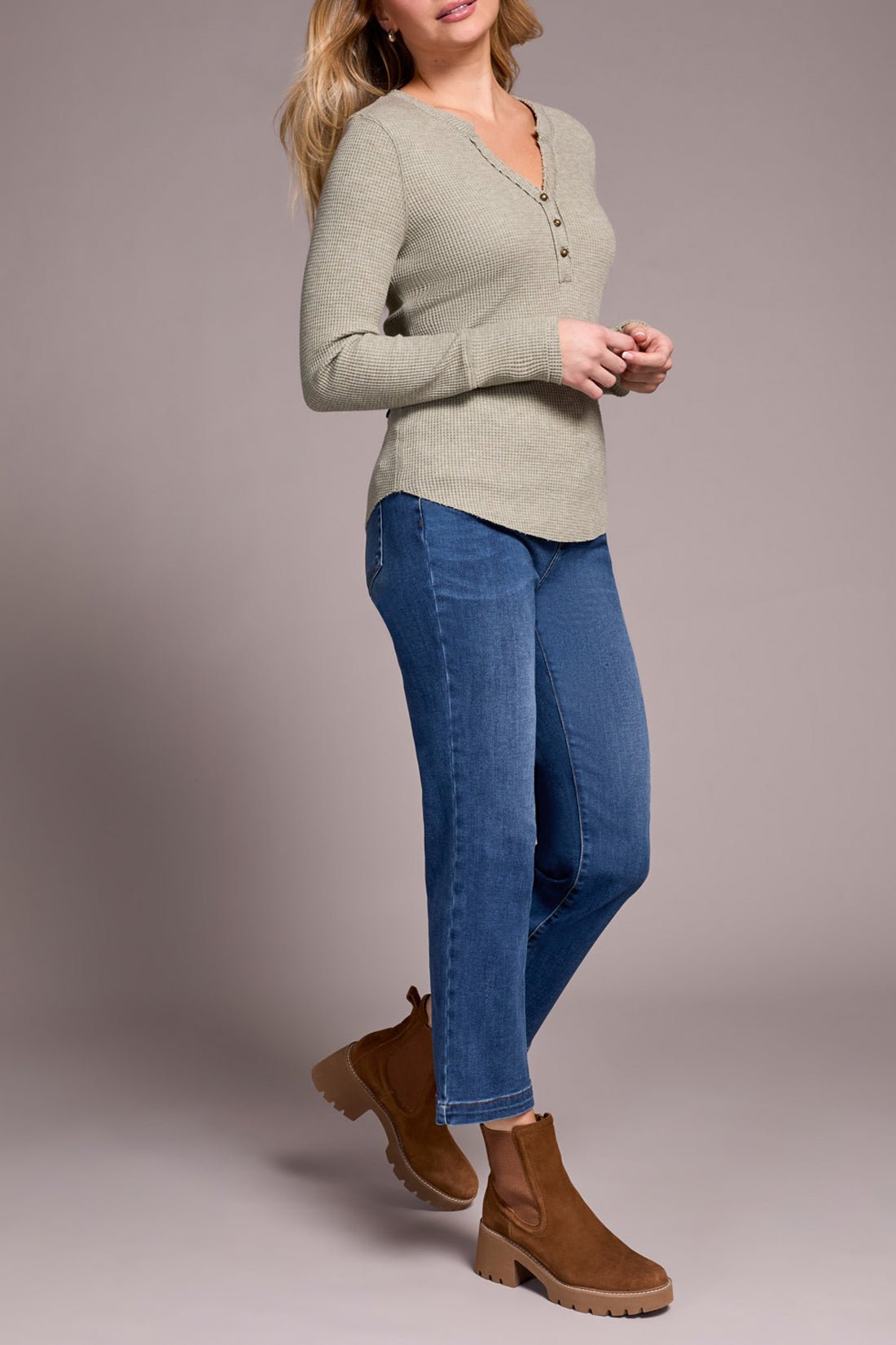 Tribal Women's Button Henley Top - A&M Clothing & Shoes - Westlock