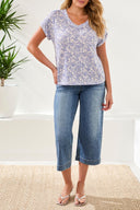 Tribal Women's Cap Sleeve Wear 2 Ways Top - Saltwater