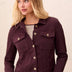 Tribal Women's Comfort Stretch Button Front Denim Jacket - Plum Fudge