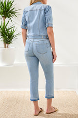 Tribal Women's Comfort Stretch Elbow - Sleeve Denim Jacket - A&M Clothing & Shoes Westlock