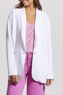 Tribal Women's Cotton Gauze Shawl Blazer - White