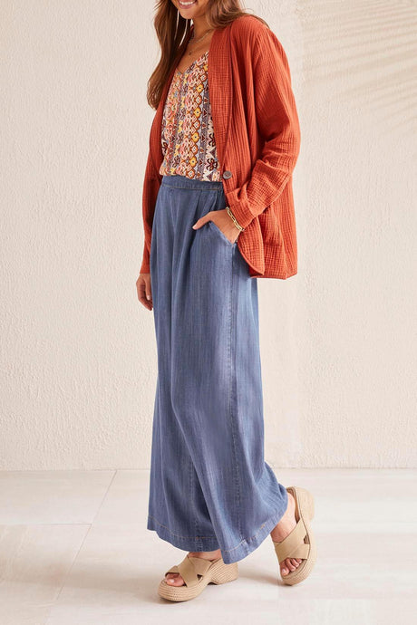 Tribal Women's Cotton Gauze Shawl Blazer - Brandy