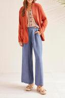 Tribal Women's Cotton Gauze Shawl Blazer - Brandy