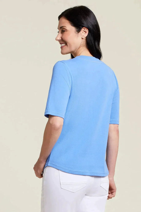Tribal Women's Cotton Scoop Neck Top - Blue