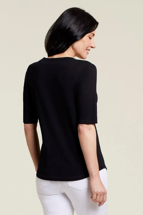 Tribal Women's Cotton Scoop Neck Top - Black