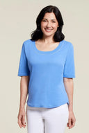 Tribal Women's Cotton Scoop Neck Top - Blue
