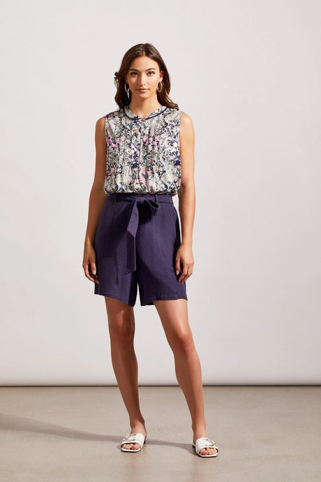 Tribal Women's Crinkle Cotton Shorts - Nautical