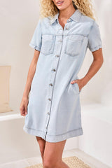 Tribal Women's Denim Pocket Shirt Dress - A&M Clothing & Shoes Westlock