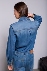 Tribal Women's Denim Removable Self Tie Blouse - Authentic Blue
