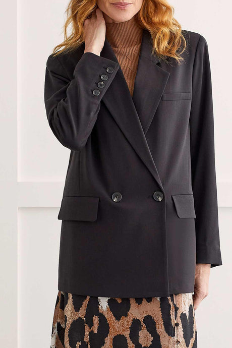 Tribal Women's Double Breasted Blazer - Black