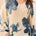 Tribal Women's Drop Shoulder V-Neck Puff-Sleeve Printed Sweater - Cream