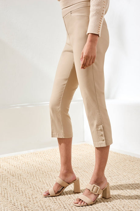 Tribal Women's Flatten It Pull On Snap Vent Capris - Beach