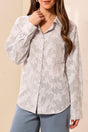 Tribal Women's Floral Textured Jacquard Collared Button-Front Blouse - A&M Clothing and Shoes