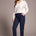 Tribal Women's Fly Front Ankle Pant - Sapphire