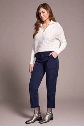 Tribal Women's Fly Front Ankle Pant - Sapphire