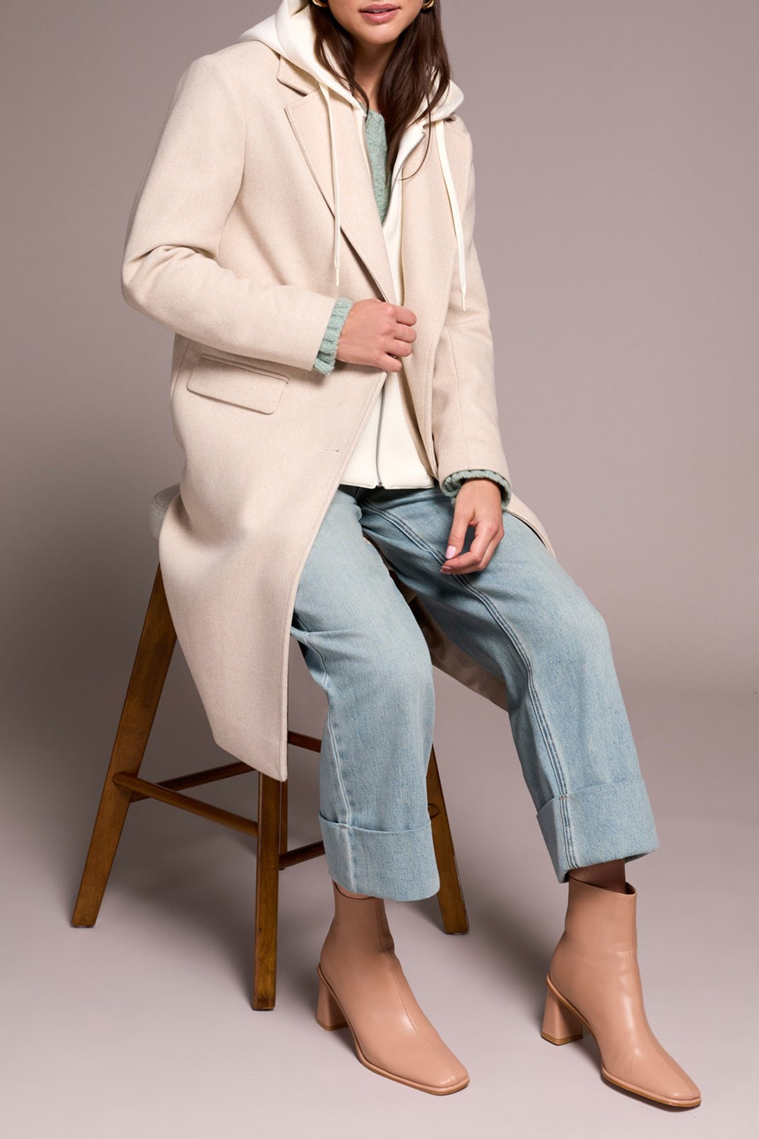 Tribal Women's Fooler Hoodie Trench Coat - A&M Clothing & Shoes - Westlock