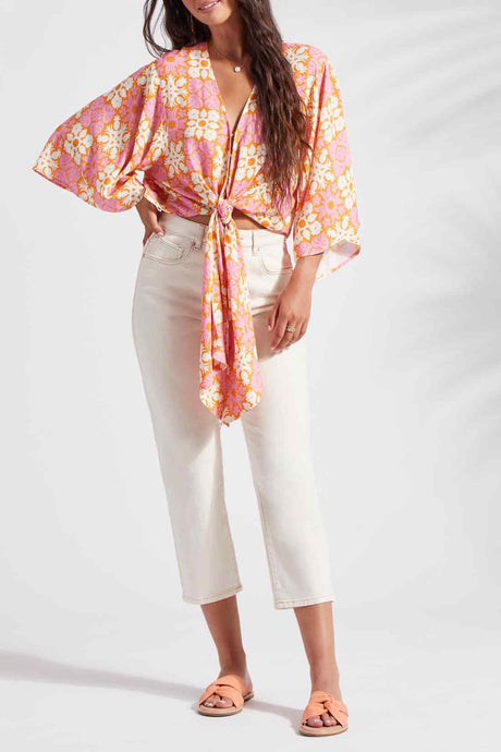 Tribal Women's Front Tie Kimono Top - Papeete
