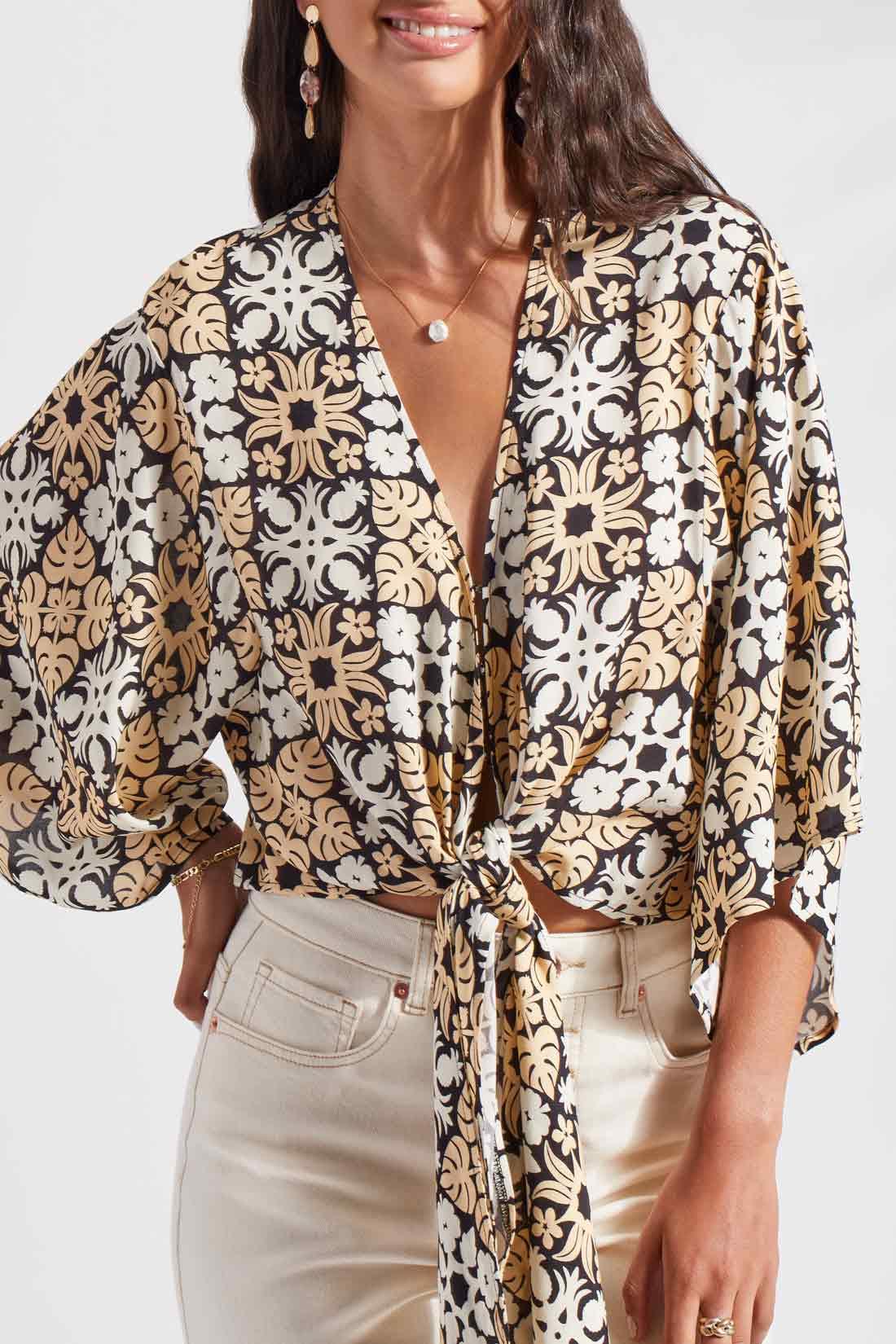 Tribal Women's Front Tie Kimono Top - A&M Clothing & Shoes - Westlock