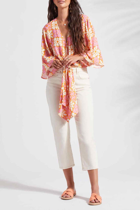 Tribal Women's Front Tie Kimono Top - Papeete