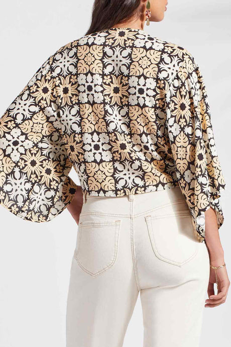 Tribal Women's Front Tie Kimono Top - Tuvalu