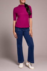 Tribal Women's Funnel Neck Elbow Sleeve Knit Top - A&M Clothing & Shoes
