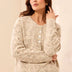 Tribal Women's Henley Scallop Hem Sweater - Cream