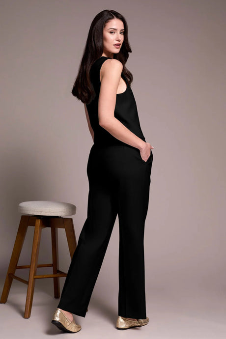 Tribal Women's High Rise Pleated Trousers - Black