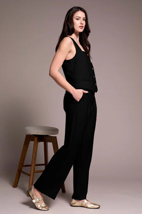 Tribal Women's High Rise Pleated Trousers - Black