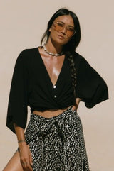 Tribal Women's Kimono Top With Front Tie - A&M Clothing & Shoes Westlock