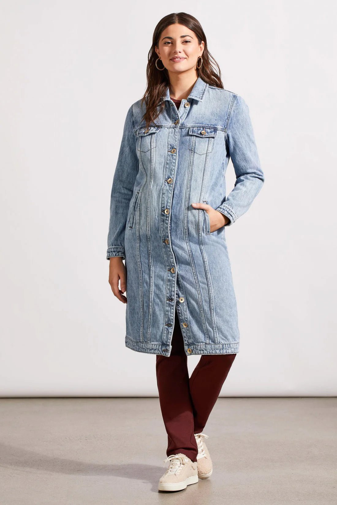 Tribal Women's Long Denim Pocket Duster - A&M Clothing & Shoes - Westlock