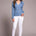 Tribal Women's Long Sleeve Blanket Stitch Polo Sweater - Slate