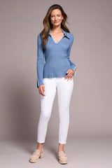 Tribal Women's Long Sleeve Blanket Stitch Polo Sweater - A&M Clothing & Shoes Westlock