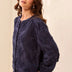 Tribal Women's Long Sleeve Button Front Blouse - Sapphire
