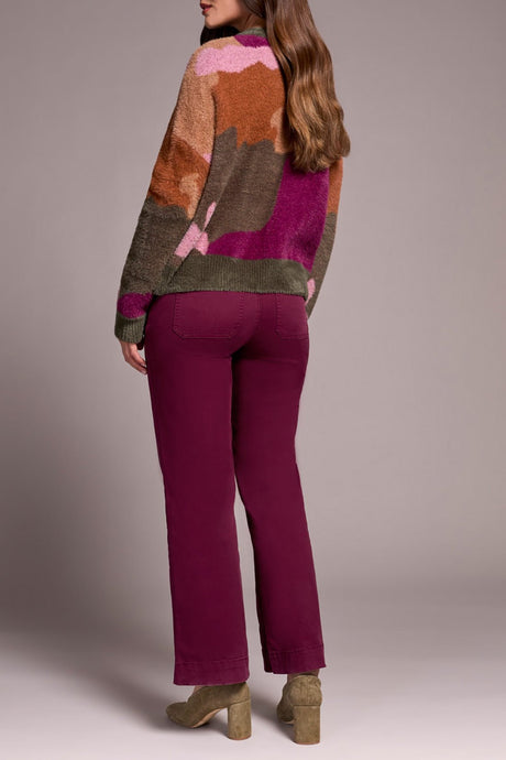 Tribal Women's Long Sleeve Crew Neck Itarsia Sweater - Gingerspice