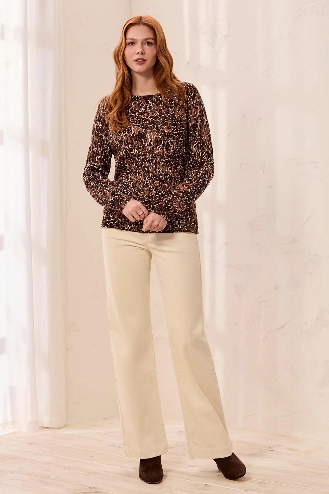 Tribal Women's Long Sleeve Crew Neck Sweater - Hickory