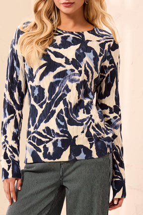 Tribal Women's Long Sleeve Crew Neck Sweater - Blue Fog