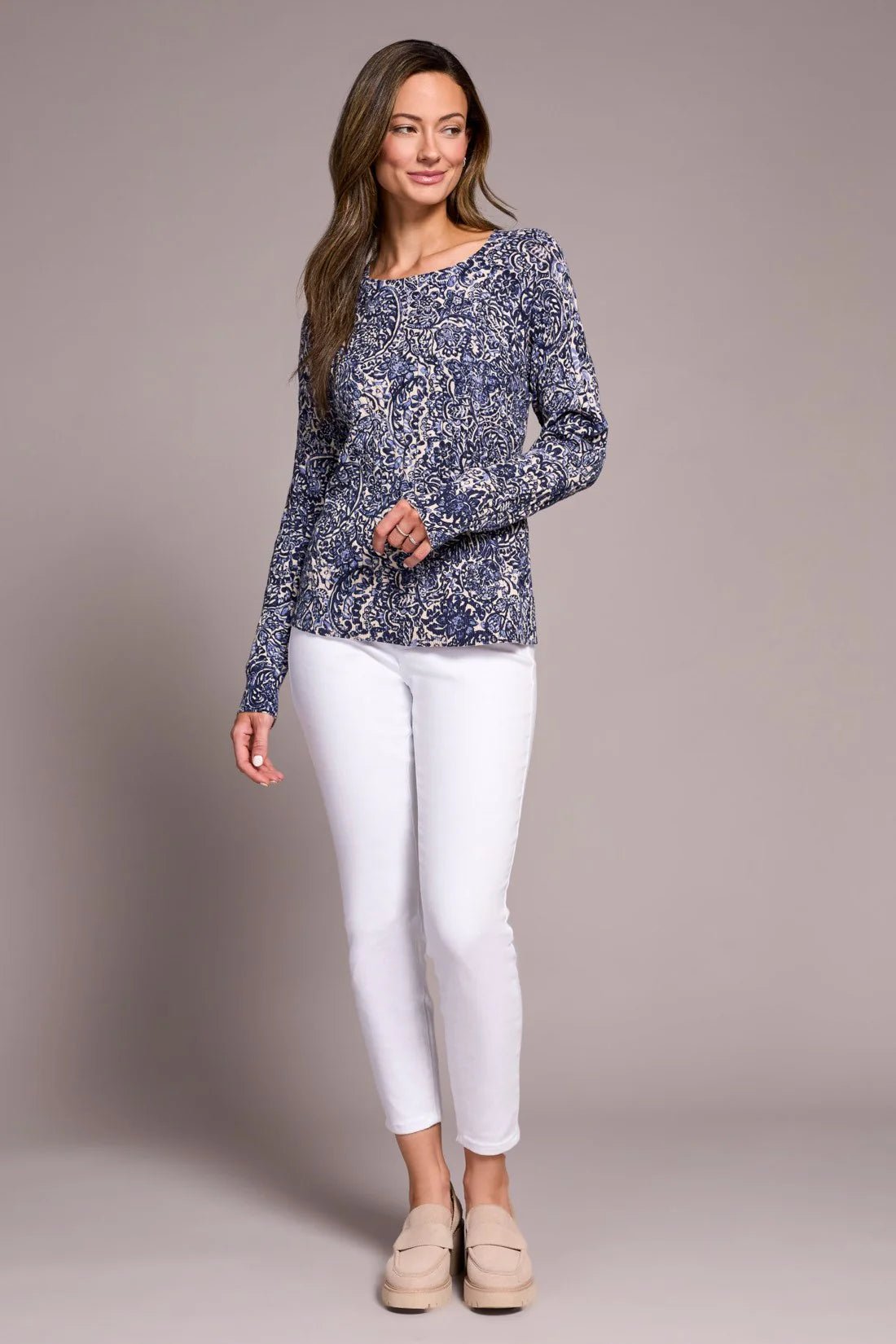 Tribal Women's Long Sleeve Crew Neck Sweater - A&M Clothing & Shoes - Westlock