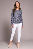 Tribal Women's Long Sleeve Crew Neck Sweater - Sapphire