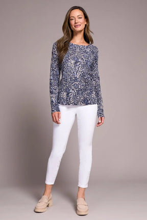 Tribal Women's Long Sleeve Crew Neck Sweater - Sapphire