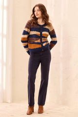 Tribal Women's Long Sleeve Crew Neck Sweater Cardigan - Stellar