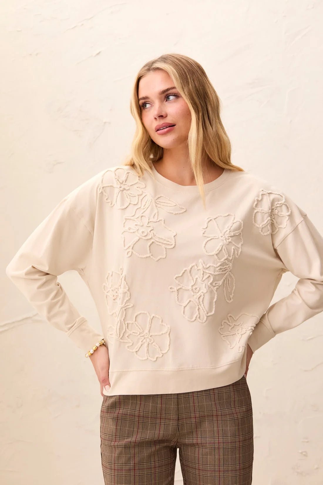 Tribal Women's Long Sleeve Crew Neck Top - Birch