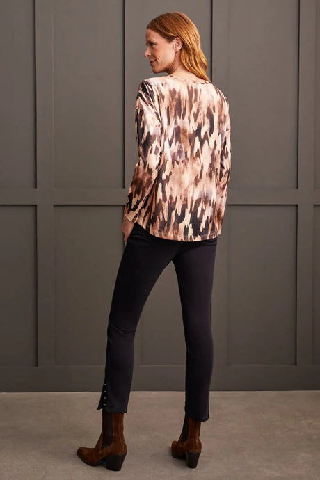 Tribal Women's Long Sleeve Crew Neck Top - Tan