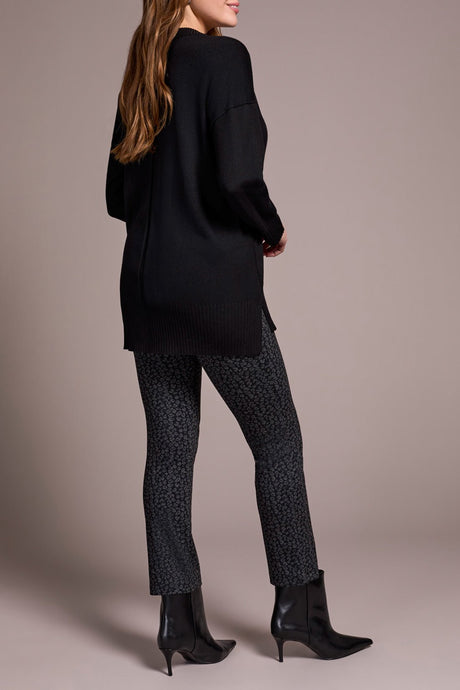 Tribal Women's Long Sleeve Crew Neck Tunic Sweater - Black